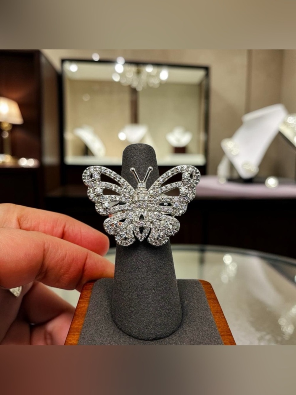 Luxury Classic Maximalist Party Wedding Cubic Zirconia Butterfly Statement Ring